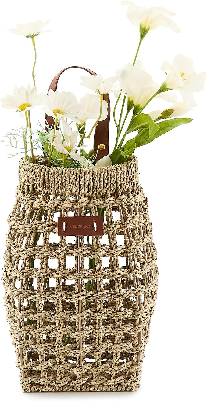 Woven Front Door Basket Water Hyacinth Wall Hanging Basket Decorative Boho by LGENHOOMHandwovenNaturalWaterHyacinthBasket