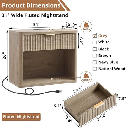 LEYAOYAO 31" Wide Fluted Nightstand - Image 2