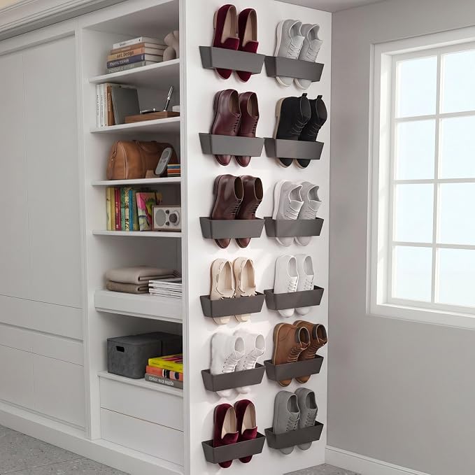 Novabright 12 Pack Wall Mounted Shoes Rack Storage by Unknown
