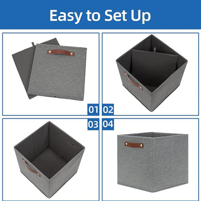 Temary 12x12 Storage Cube Bins 4 Pack Fabric Storage Cubes Storage Bins - Image 7