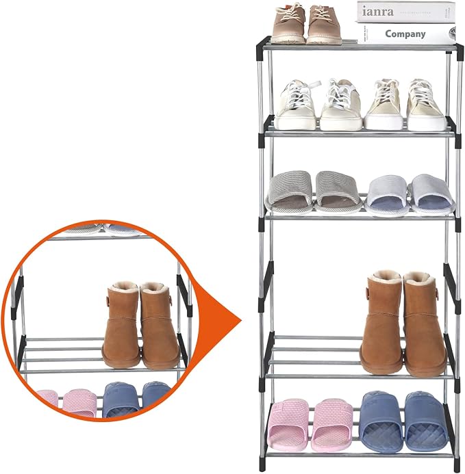 Small Shoe Rack, Narrow Stackable Shoe Shelf Organizer | - Image 4