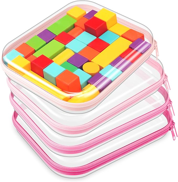 Hoolerry 4 Pcs Hard Clear Zipper Case Makeup Bags Plastic Pencil Pouch by Hoolerry