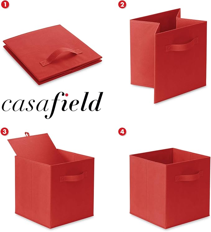 Casafield Set of 6 Collapsible Fabric Cube Storage Bins, Cubby Organizers & More - Image 6