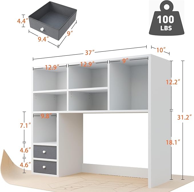 REIBII Desktop Bookshelf, Adjustable Desktop Organizer, High-Capacity Desk - Image 2