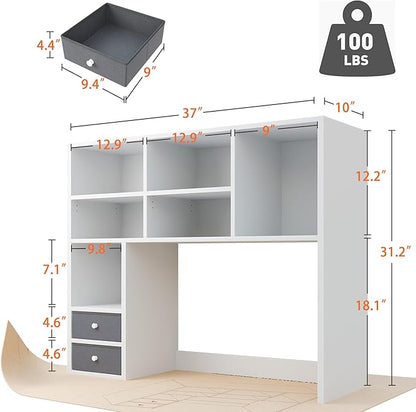 REIBII Desktop Bookshelf, Adjustable Desktop Organizer, High-Capacity Desk - Image 2