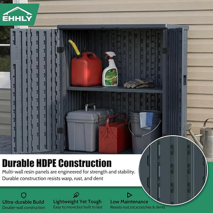 EHHLY Heavy Duty Small Storage Cabinet Outdoor Weatherproof, 14 Cuft Garage - Image 5