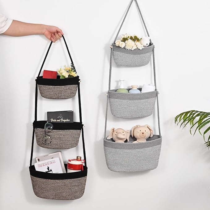 Hanging Basket, 3-Tier Woven Wall Basket - Image 8