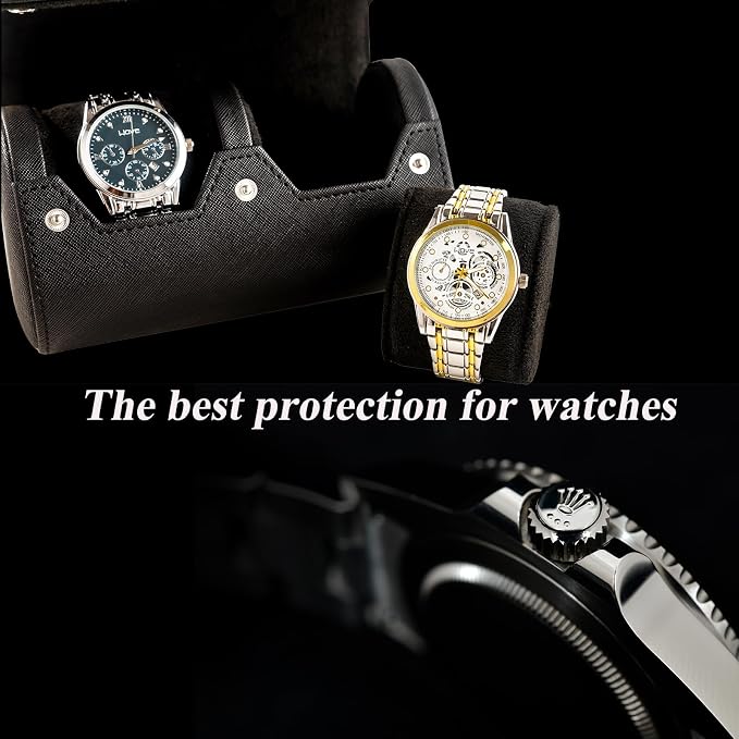 MR.OKAY 2 Watch Travel Case- Classic Leather Watch Case - Image 7