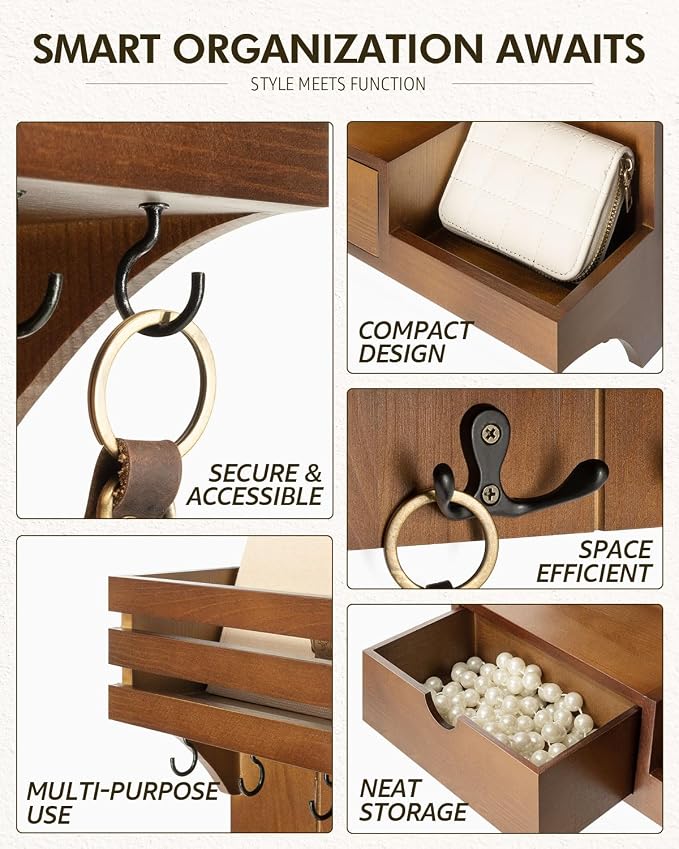 Rebee Vision Farmhouse Key Holder Wall Mount – Decorative Mail Organizer - Image 5