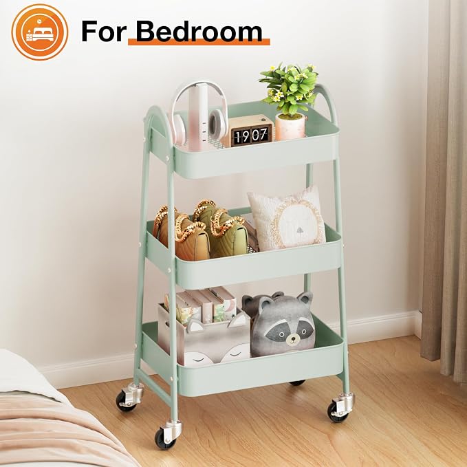 NEWBULIG 3-Tier Metal Rolling Cart - Image 7