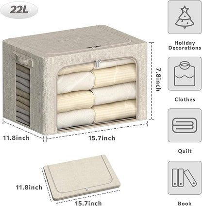 4 Pack Clothes Storage Bins - 22L Stackable Storage Box with Lid，Foldable - Image 4