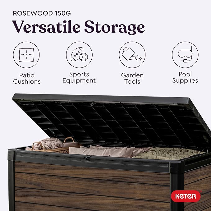 Keter Signature Collection 150 Gallon Resin Deck Box Organization and Storage - Image 5