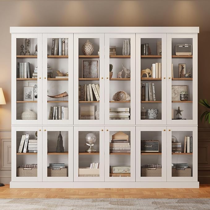 ivaniti 70.8" Bookshelf with Glass Doors, Farmhouse Modular Bookcase with by CraftedforLifesMoments