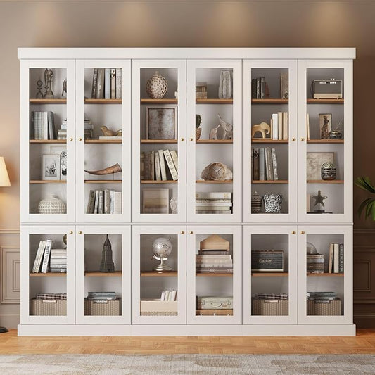 ivaniti 70.8" Bookshelf with Glass Doors, Farmhouse Modular Bookcase with by CraftedforLifesMoments