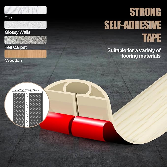 Floor Cord Cover Self Adhesive Cord Hider, 3.3FT Cable Management, Extension - Image 4
