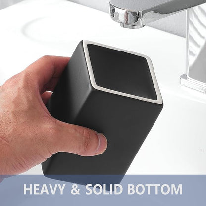 Ceramic Black Square Toothbrush Holder - Image 3
