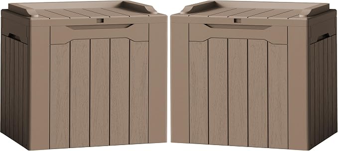 Flamaker 2 Pack Deck Box 31 Gallon Waterproof Resin Storage Box by Flamaker