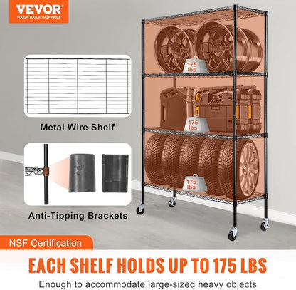 VEVOR Storage Shelving Unit, 4-Tier Adjustable Storage Shelves, Metal Shelves - Image 4