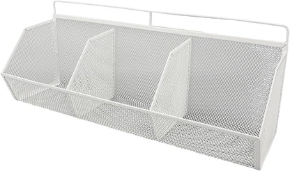 Metal Wire Basket, 3 Grids Wall Hanging Baskets, Wall Mount Slanted Opening by oreilet