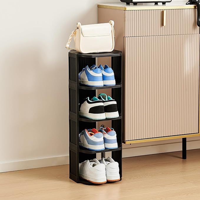 UFORU Small Shoe Rack, 5 Tier Plastic Vertical Shoe Rack - Image 7