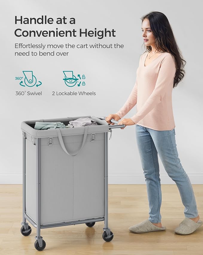 SONGMICS Laundry Basket with Wheels, Rolling Laundry Hamper, 23.8 Gallons - Image 7