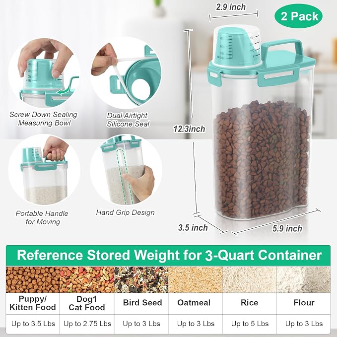TBMax Rice Container Cereal Storage Container 2 Pack 5 Lbs, Kitchen Pantry Dry - Image 2