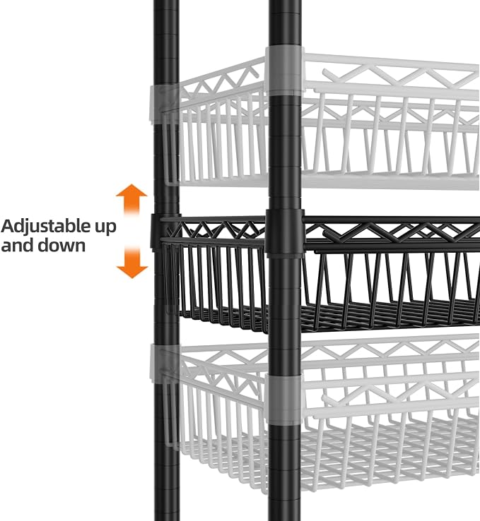 SINGAYE Shelf 6 Tier Wire Shelving Unit Adjustable Storage Shelves Big Basket - Image 4