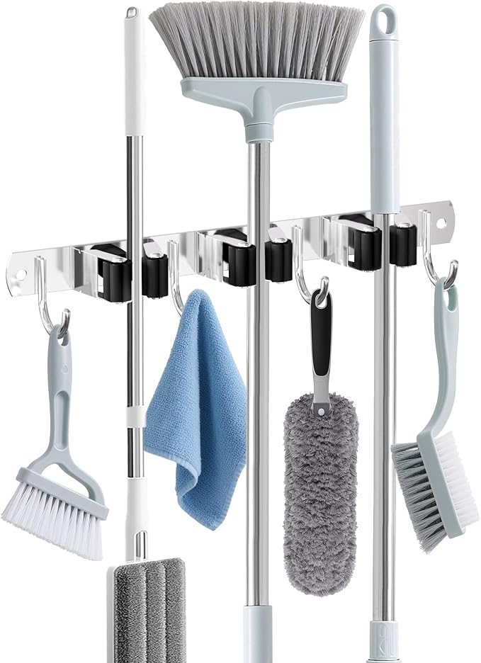 Broom Holder Wall Mount, Broom Organizer Wall Mount Stainless Steel Broom and by HANZENMA