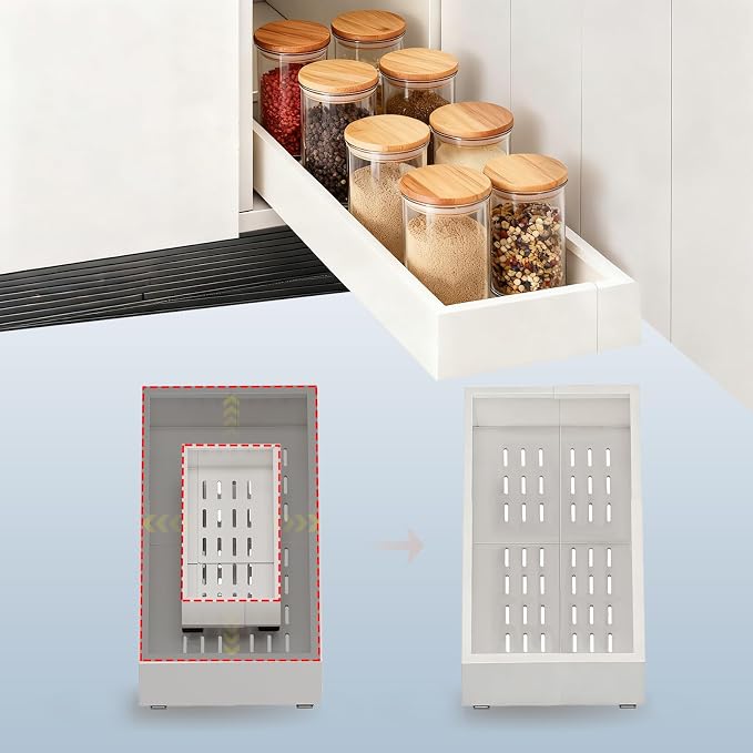 Pull out Cabinet Organizer, Width and Depth Expandable, No Drill Adjustable by Fokyfok