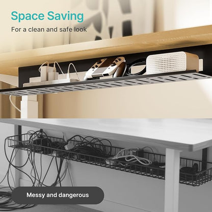 Under Desk Cable Management Tray, 31.5 Inches Metal Cord Organizer Rack - Image 6