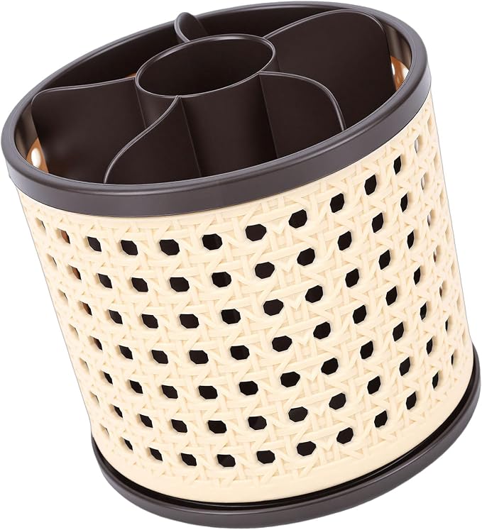 Rotating Makeup Brush Holder for Vanity Desk, Lipstick Pen Holder, Space Saving - Image 8