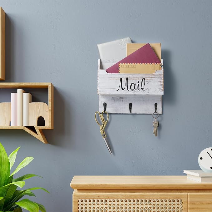 DRASTAR Mail Organizer Wall Mounted, Wooden Mail & Key Holder - Image 7