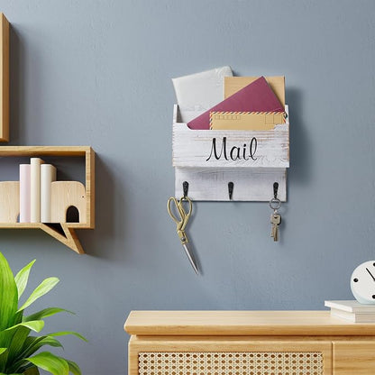 DRASTAR Mail Organizer Wall Mounted, Wooden Mail & Key Holder - Image 7