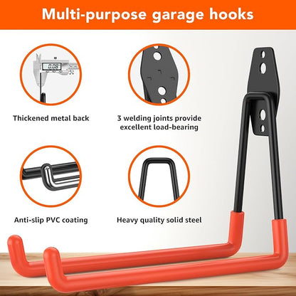 32 Pack Garage Hooks with Anti-Slip Coating Heavy Duty Wall Mount Hooks - Image 3