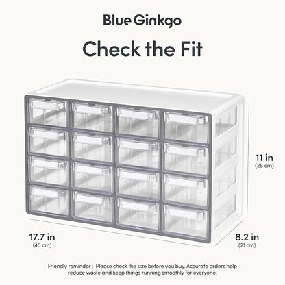 Blue Ginkgo Medium 16-Drawer Cabinet – Stackable Clear Organizer - Image 2