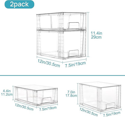 Vtopmart 6 Pack Clear Stackable Storage Drawers, Plastic Drawers - Image 3