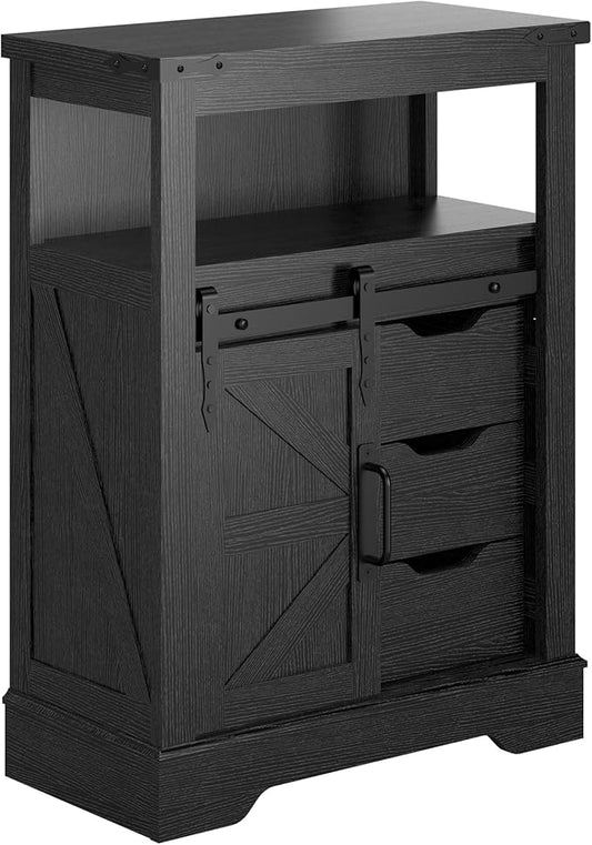 Panana Farmhouse Bathroom Floor Cabinet, Sliding Barn 3 Drawers & 1 Door by Panana