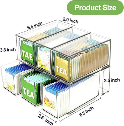 2 Pack Stackable Tea Bag Storage Organizer Drawers – Clear Acrylic Tea Bag - Image 3