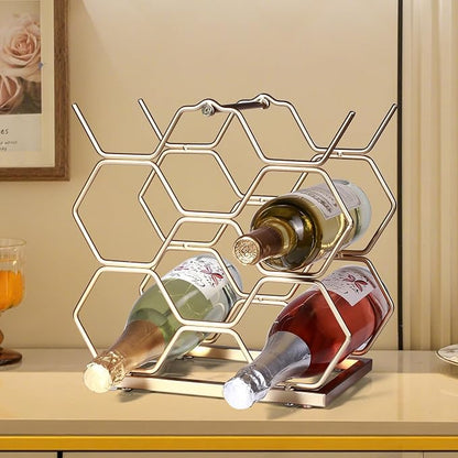 Small Wine Racks Countertop, Metal Wine Bottle Holder Modern Gold - Image 7