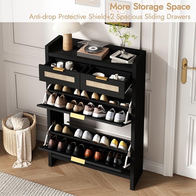 HOKYHOKY Rattan Shoe Storage Cabinet - Image 3