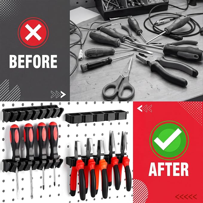 Junkin 6 Pcs Pegboard Screwdriver Holder and Pliers Organizer Set, Pegboard - Image 4