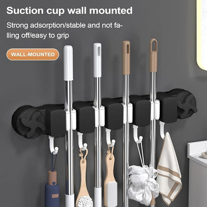 Broom Holder - Wall Mount Rack, Suction Utility Stand, Sturdy Easy Install - Image 3