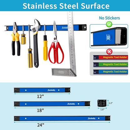 4 Pieces 18" Magnetic Tool Holder Strip, Metal Tool Organizer Rack - Image 4