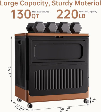 HAIXIN Large Storage Bin with Lid - 130QT Flip-top Storage Container with - Image 4