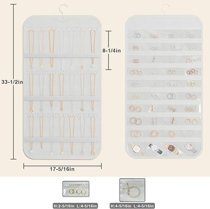 Hanging Jewelry Organizer Storage, 40 Pockets 36 Hooks Necklace Earring - Image 8