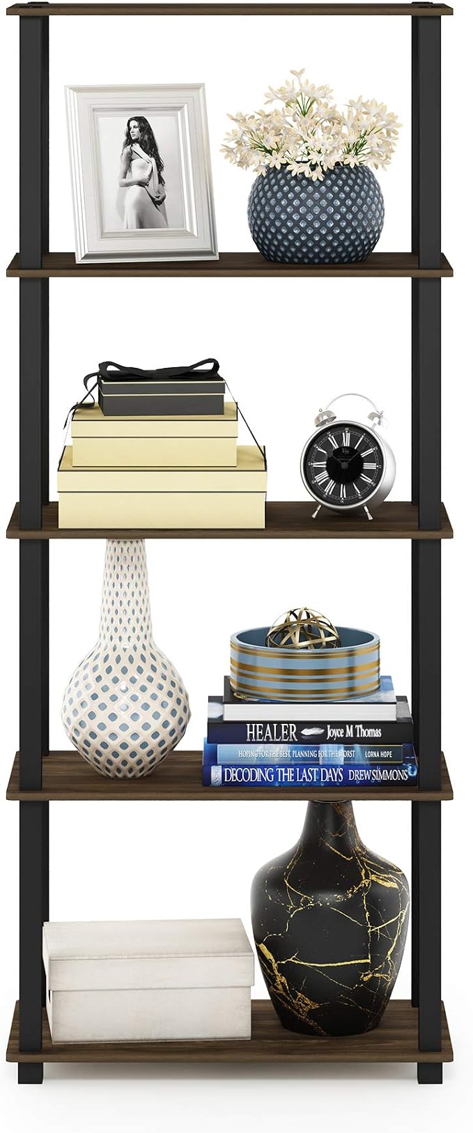 Furinno TURN-S-TUBE Book Shelf, 5-Tier Toolless Storage Shelves - Image 5