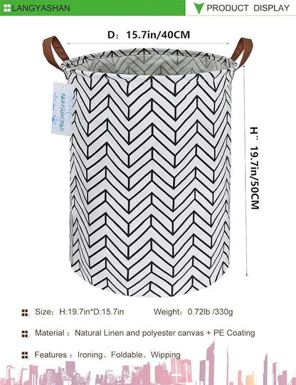 LANGYASHAN Laundry Basket Canvas Fabric Collapsible Organizer Basket - Image 2