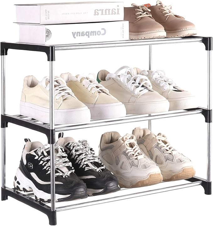 Small Shoe Rack, Narrow Stackable Shoe Shelf Organizer | by Fouews