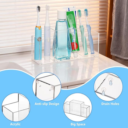 Acrylic Toothbrush Holder for Bathroom Counter, Toothpaste - Image 3