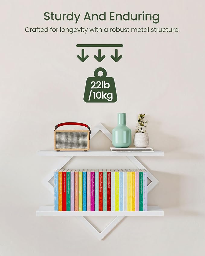 CHOEZON Floating Shelves, 2-Tier Hanging Shelves, Wall Shelf Set of 2, - Image 7